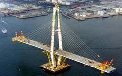 Overhanging erections for cable stayed bridges