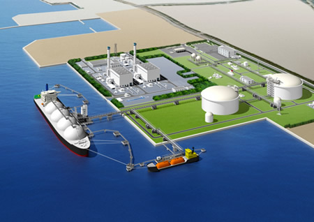 相馬港ガス火力発電所（仮称）ならびにJAPEX相馬LNG基地完成予想図