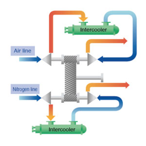 Handle two gases with one compressor