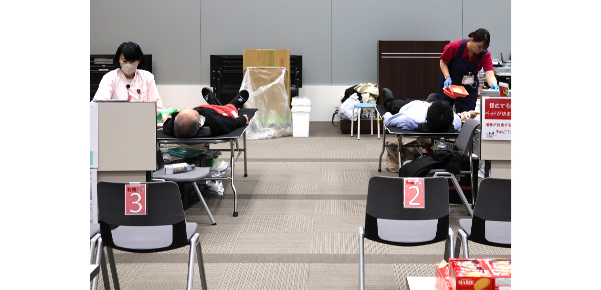 Blood donation at the office: Toyosu Head Office, in Koto Ward, Tokyo