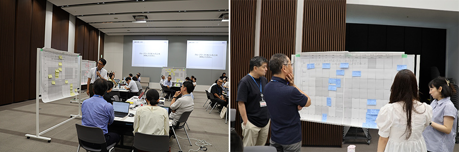 Diverse employees on the business frontlines participate in groupwork