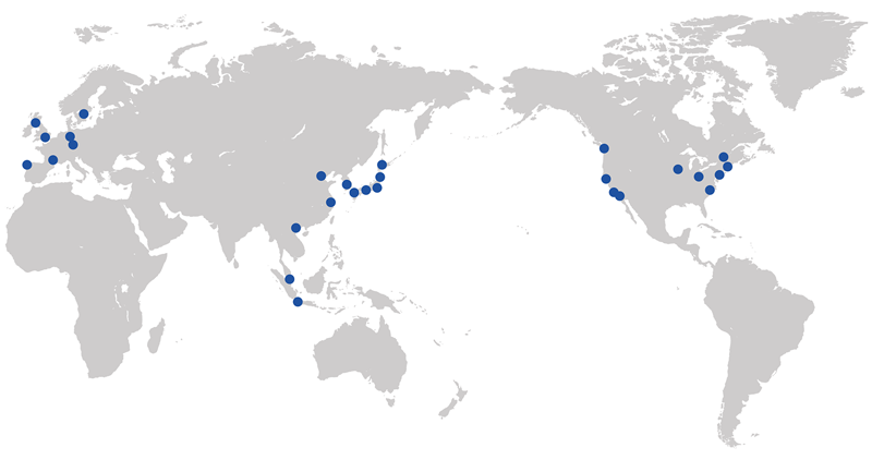 Simplified geographical distribution of our research collaborators