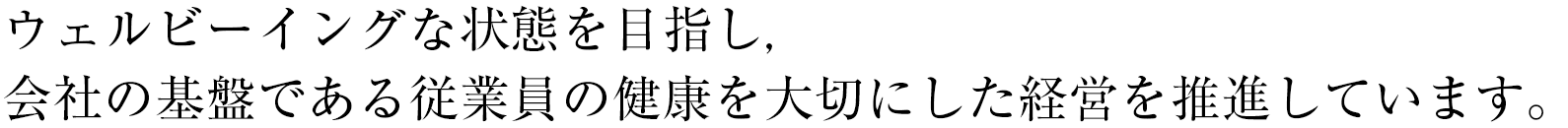 ウェルビーイングな状態となることを目指し，
会社の基盤である従業員の健康を大切にした経営を推進しています。