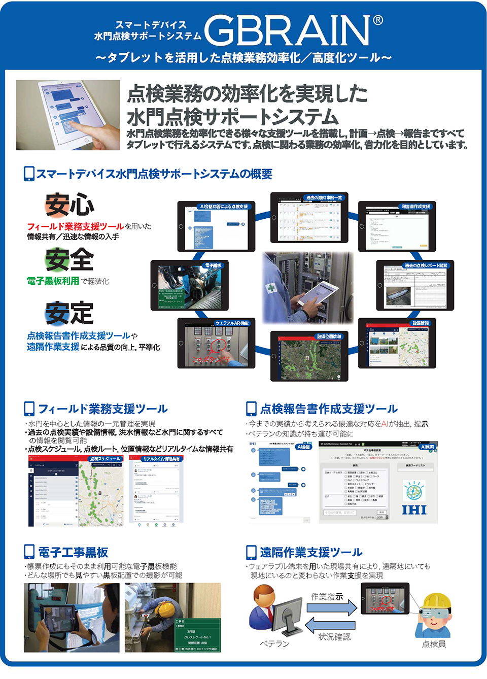 スマートデバイス水門点検サポートシステムGBRAIN～タブレットを活用した点検業務効率化/高度化ツール～