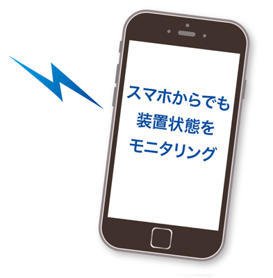 スマホからでも装置状態を監視　
MESと生産現場をつなぎ、診える化し、蓄積・制御するシステムで、構築されたネットワークへ接続することで、Web Browserを使って装置をモニタリングすることができます。
タブレットなどからも装置状態のモニタリングが可能となります。