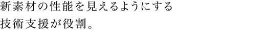 新素材の性能を見えるようにする技術支援が役割。