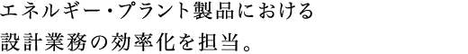 エネルギー・プラント製品における設計業務の効率化を担当。