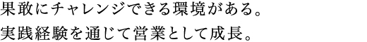 果敢にチャレンジできる環境がある。実践経験を通じて営業として成長。