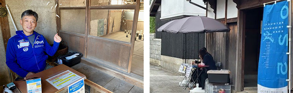 展示物の説明や会場案内を対応するIHI従業員