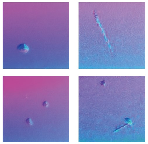 第12 図　拡散モデルで生成した合成データ（ 法線マップ）のきず Fig. 12　Defects in synthetic data ( normal map ) generated by a diffusion model