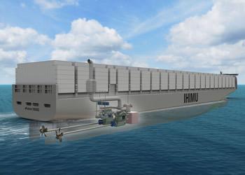 (イメージ図:液化天然ガス(LNG)を推進用燃料として使用する環境負荷低減型コンテナ船) (イメージ図:液化天然ガス(LNG)を推進用燃料として使用する環境負荷低減型コンテナ船)